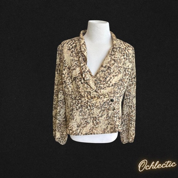 Tan and brown leopard print jacket with a touch of whimsy - Picture 1 of 5